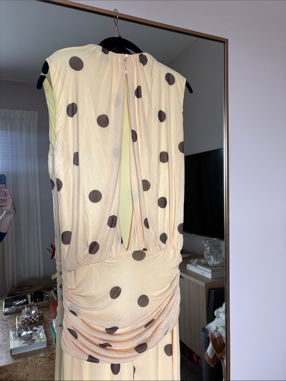 Polka Dot Maxi Dress Yellow with Brown Dots - Picture 3 of 4